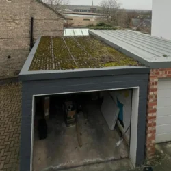 Old flat asbestos garage roof