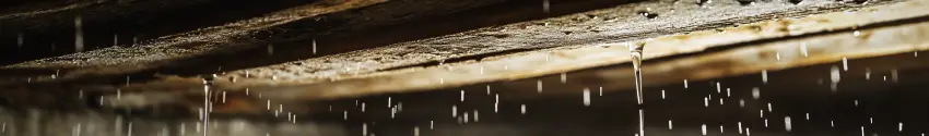 Closeup of a leaking asbestos roof