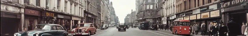 Street in the 1950s where asbestos use in construction was common