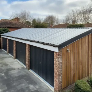 Completed asbestos garage roof replacement in Leicester City