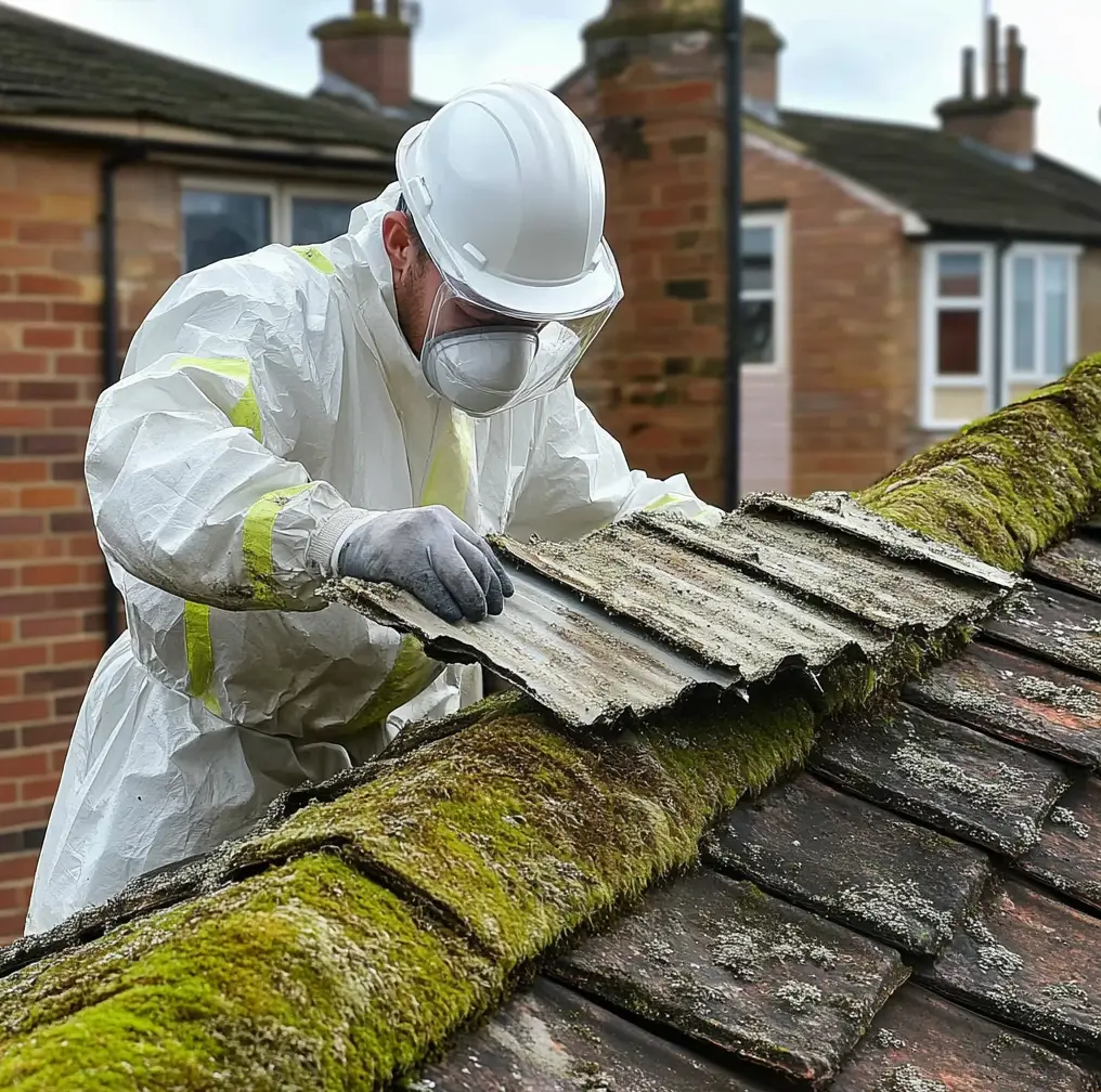 Surveyor in Essex, inspecting asbestos panel