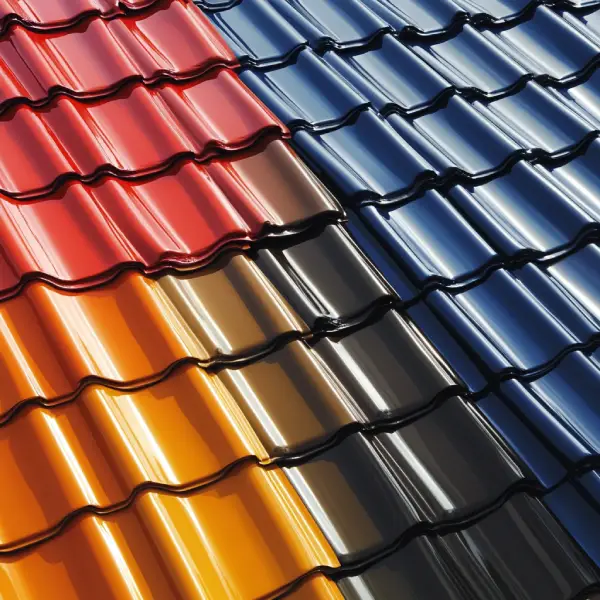 Closeup of multicoloured roof tiles, suggesting the range of colour choice our customers in London have.