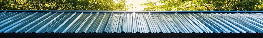 Steel roofing with blue sky and nature in background