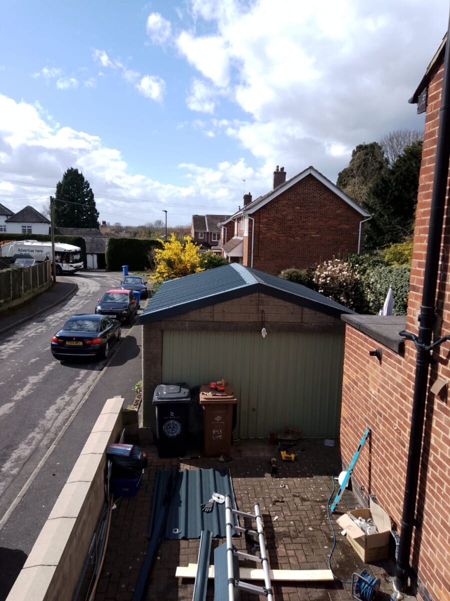 Completed double garage roof replacement in Derby, March 2025