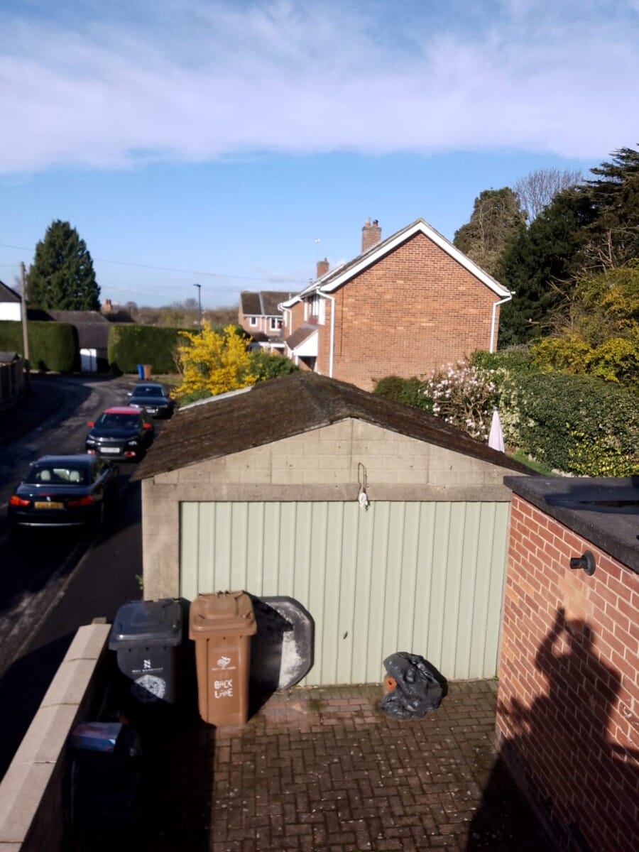 Asbestos double garage roof in Derby, March 2025