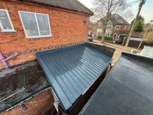 Completed single garage roof replacement in Leicestershire, January 2025