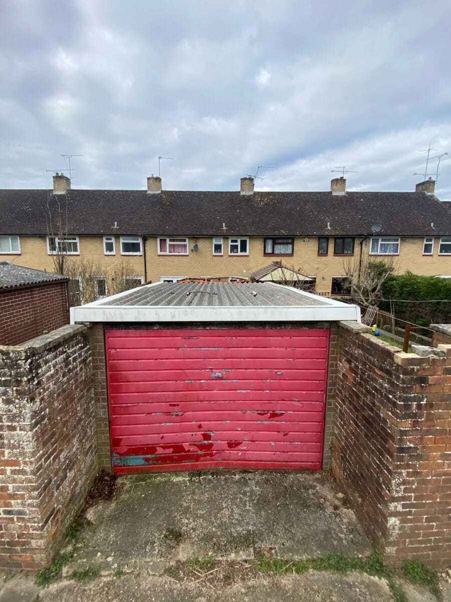 Single garage roof replacement in London, January 2025, before works