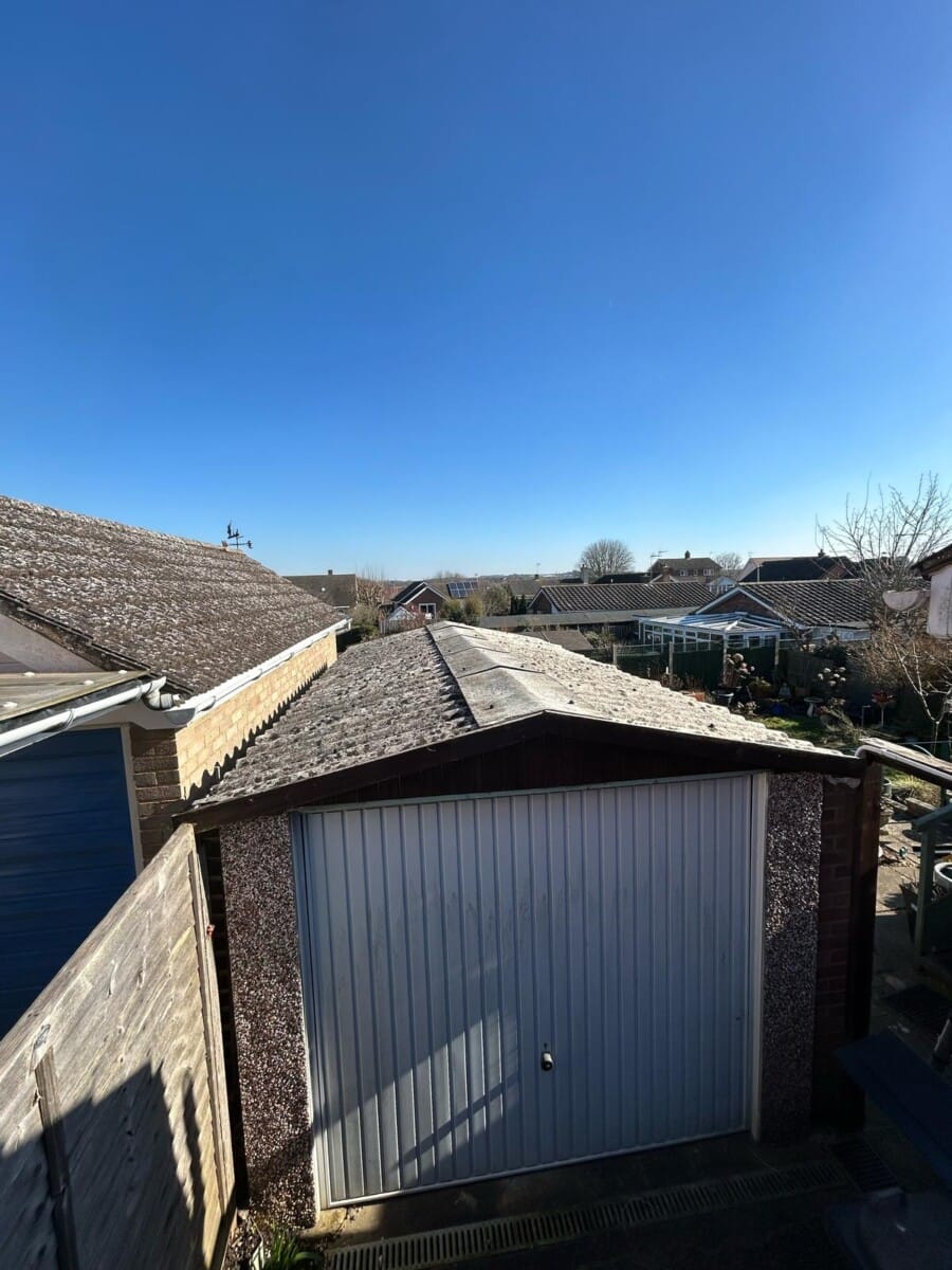 Single garage roof replacement in London, March 2025, before works